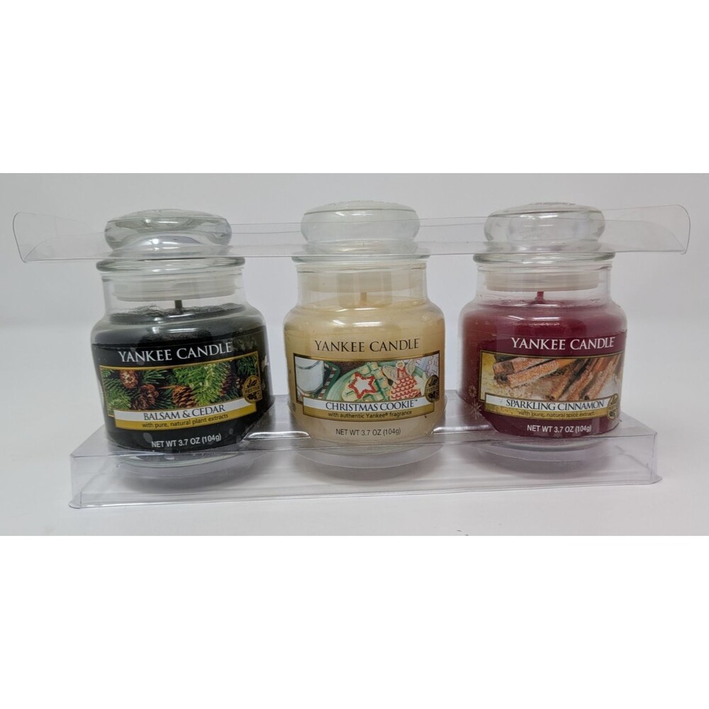 Yankee Candle Small Jar 3-Pack 3.7 oz Christmas Cookie Balsam Cedar Cinnamon New